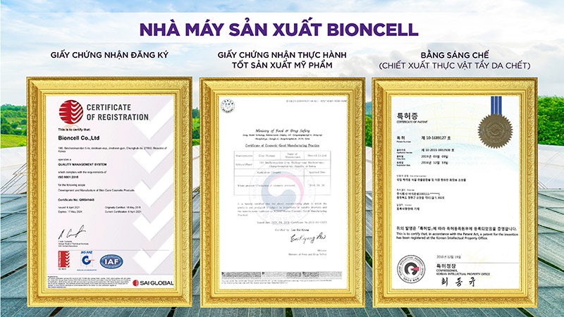 Chứng nhận nhà máy BionCell